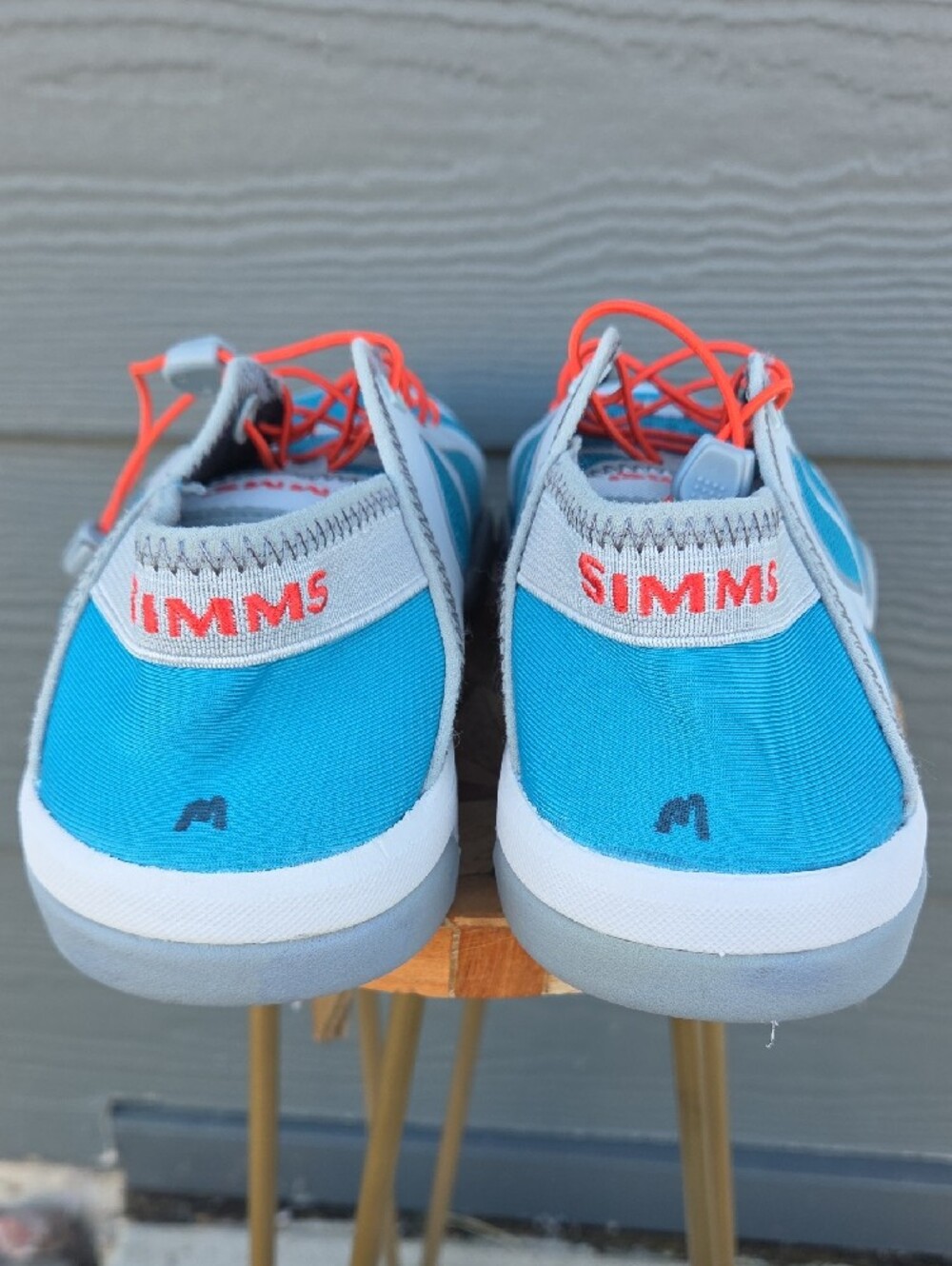 Simms Aqua Blue & White Water Shoes with Coral Accents - Picture 3 of 4